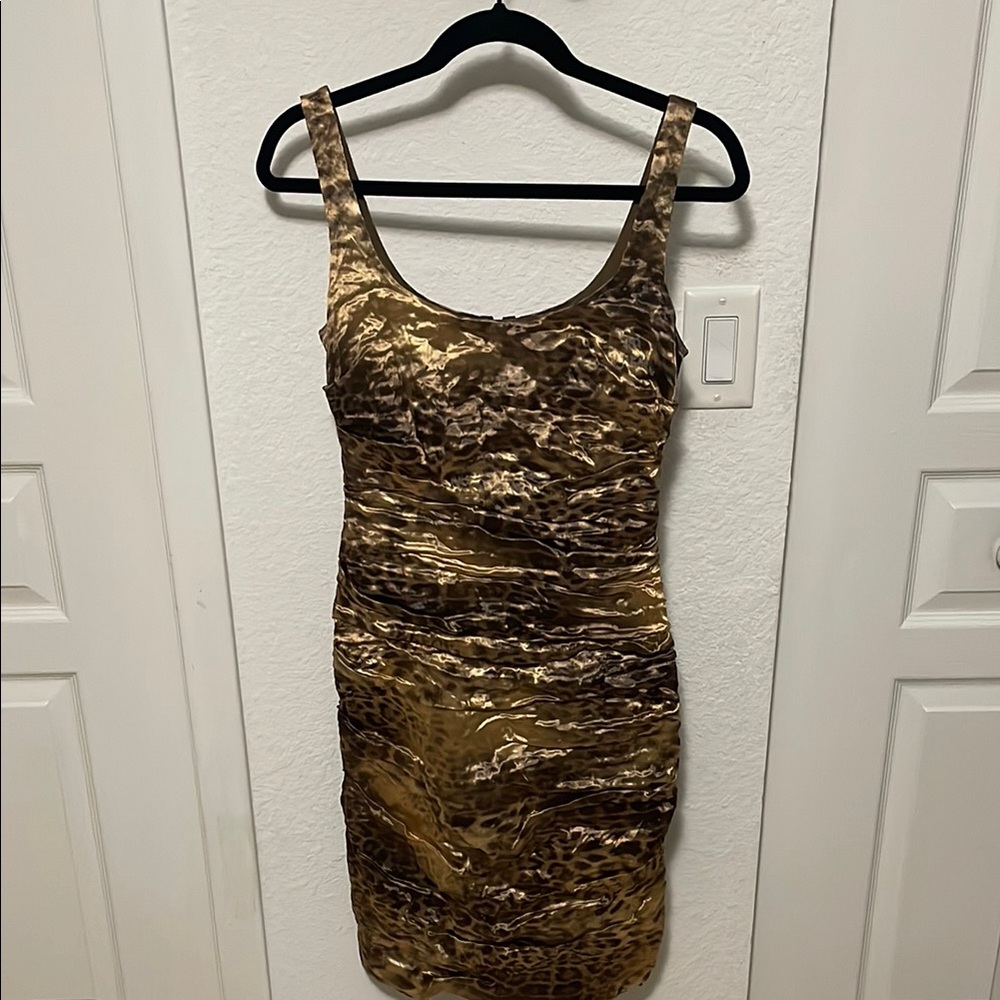 Nicole Miller Multicolored Ruched Bodycon Dress